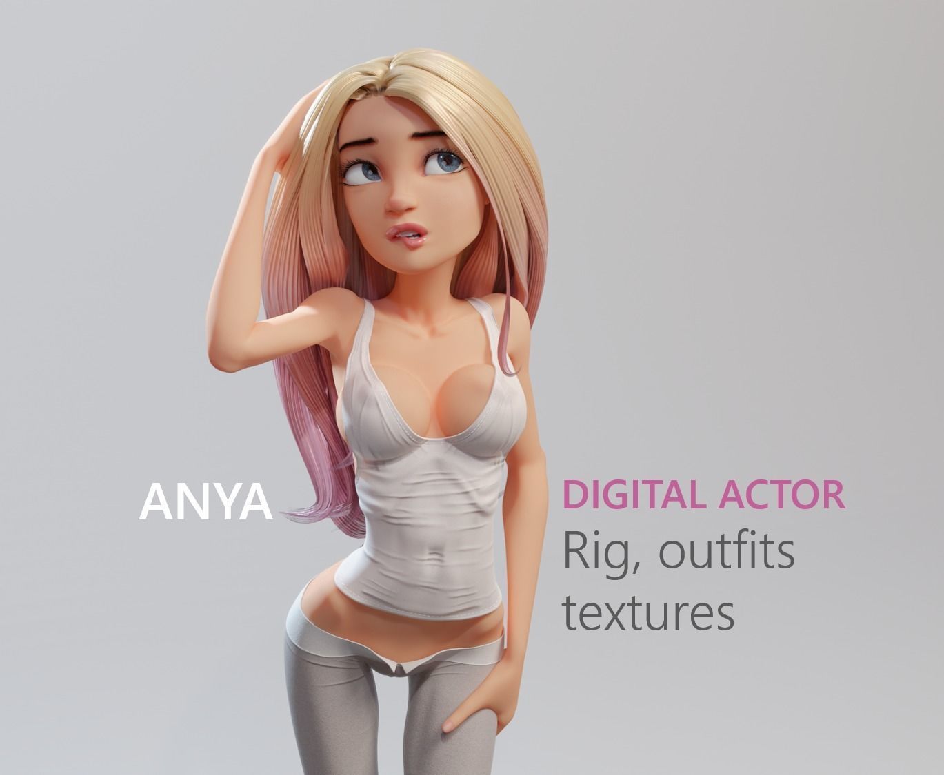 anya stylized digital actor 3d model